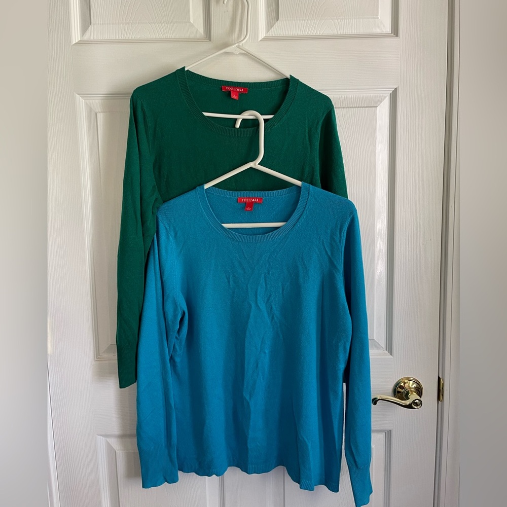 Roz & Ali Green and Blue Women Sweaters